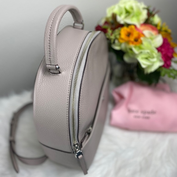 🔥SALE🔥 KATE SPADE TAUPE MEDIUM LEATHER BACKPACK - Picture 6 of 8